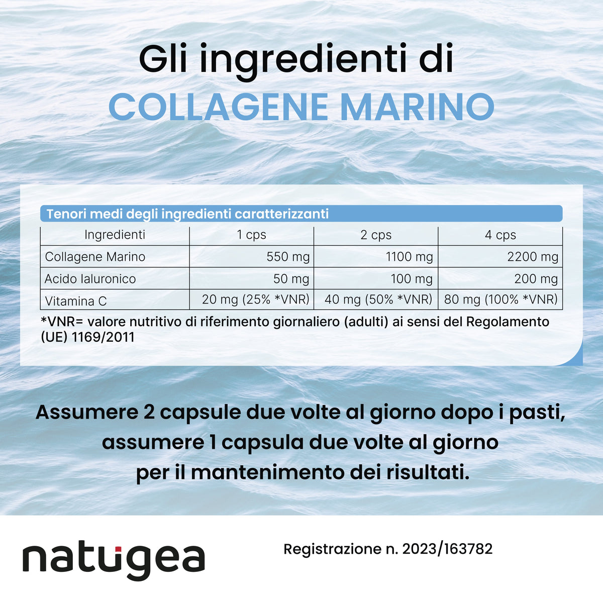 Collagene marino Peptan® con acido ialuronico e vitamina C