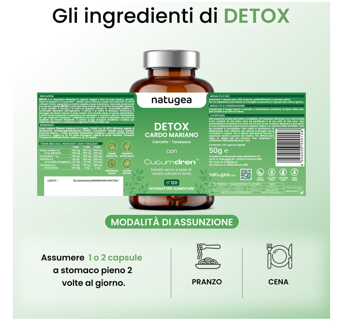 Cardo mariano, carciofo e tarassaco · 120 capsule