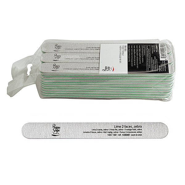 Peggy Sage Lotto 30 Limette per Unghie 2 Facce 100/180, Zebra