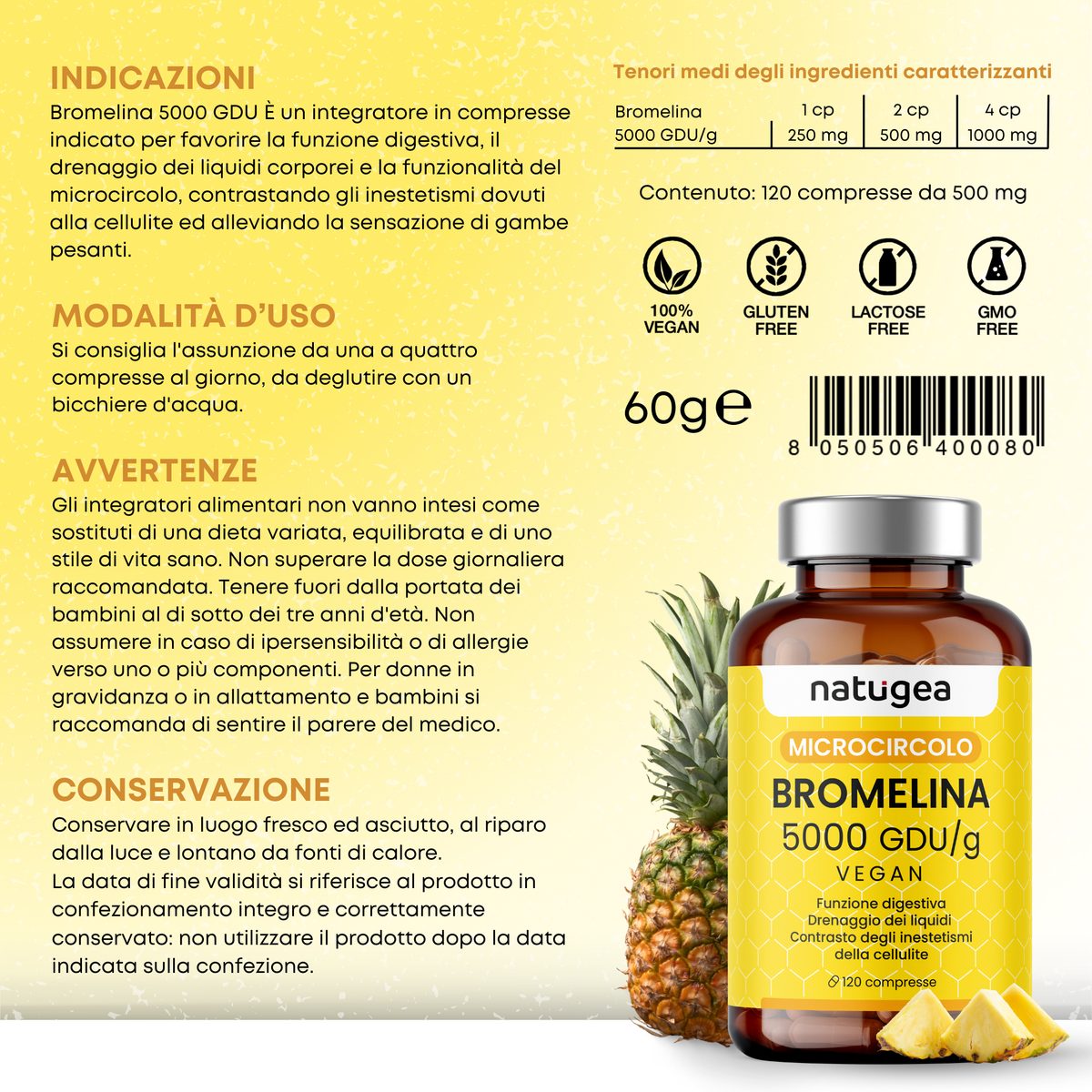 Bromelina 5000 GDU/g · 120 compresse