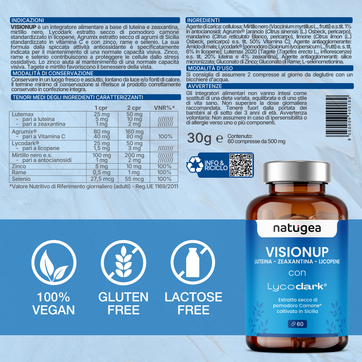 Luteina, zinco e vitamina C · 60 compresse