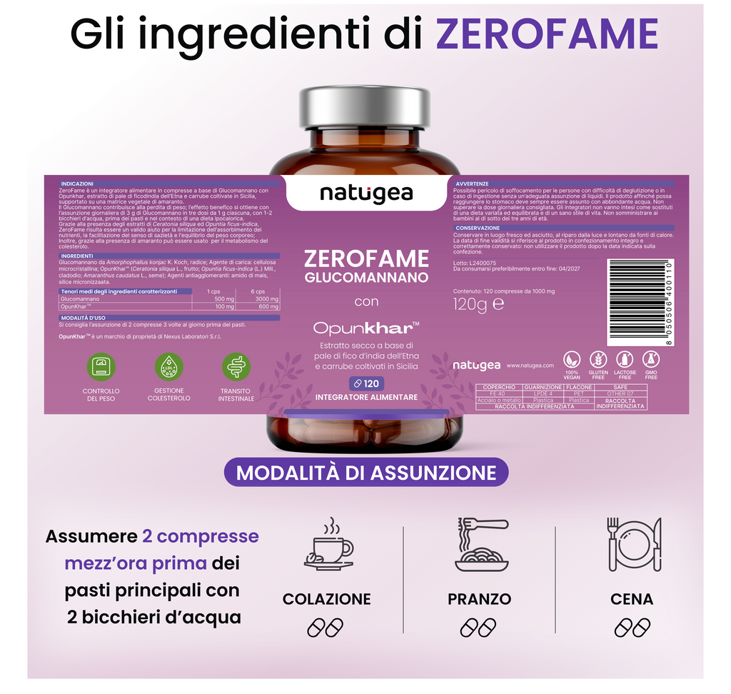ZEROFAME® · Glucomannano con Opunkhar®