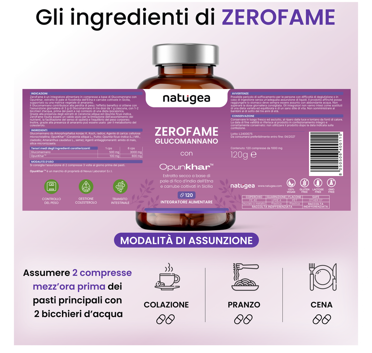 ZEROFAME® · Glucomannano con Opunkhar®