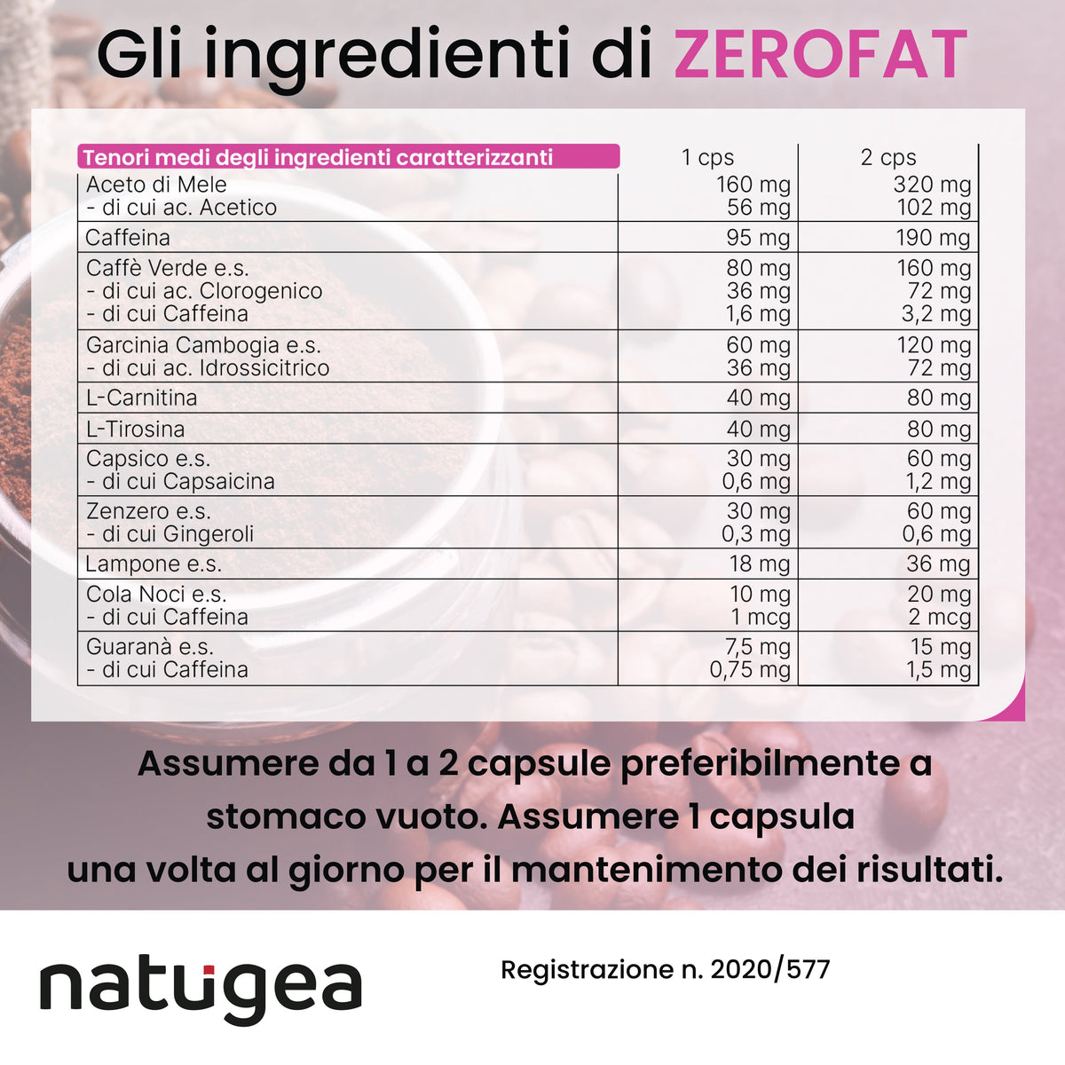 ZEROFAT® · Caffeina, carnitina e guaranà