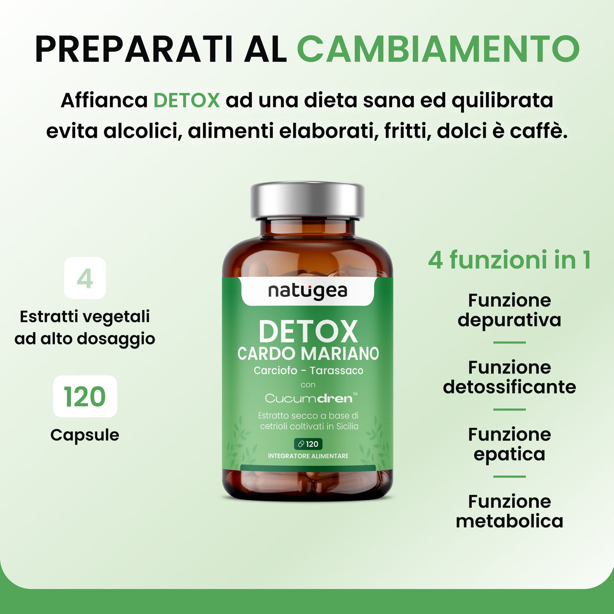Cardo mariano, carciofo e tarassaco · 120 capsule
