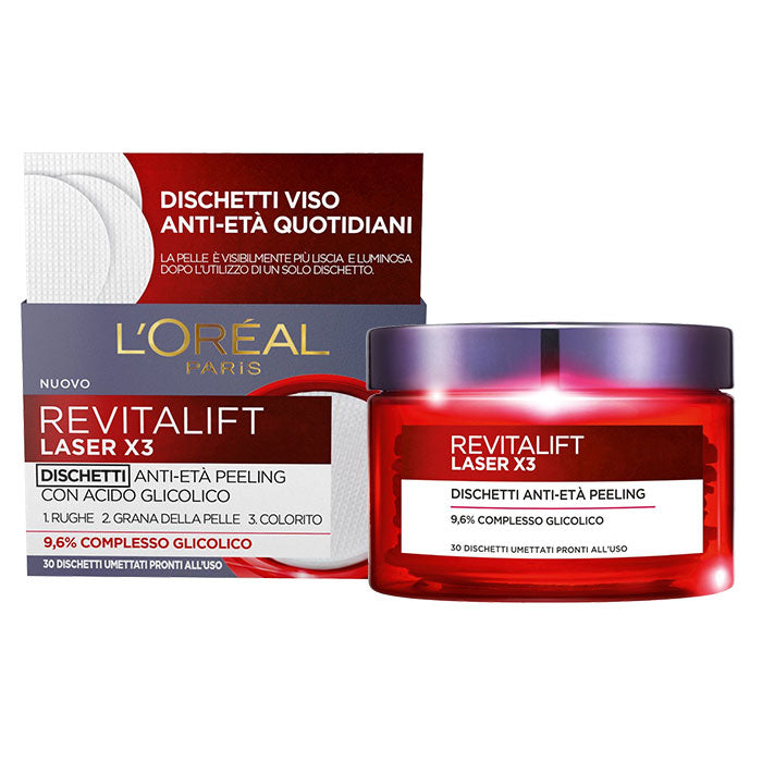 L’Oréal Revitalift Laser X3 Dischetti Anti-eta Peeling 30 Pezzi
